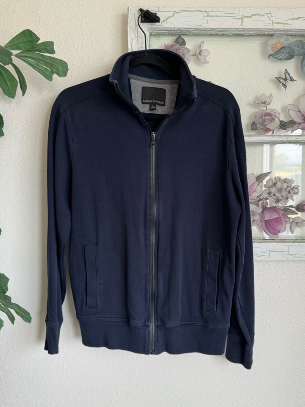 Banana Republic Men's Dark Navy Full-Zip Sweater Jacket
